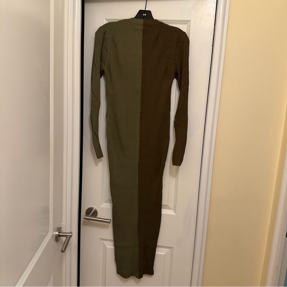 STAUD Shoko Olive Green Ribbed Knit Midi Dress - Picture 8 of 8